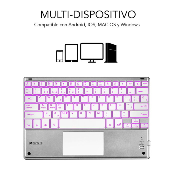 Subblim Teclado Bluetooth Smart Backlit con Touchpad Silver SMBT50 Subblim Teclado Bluetooth Smart Backlit con Touchpad Silver SMBT50
